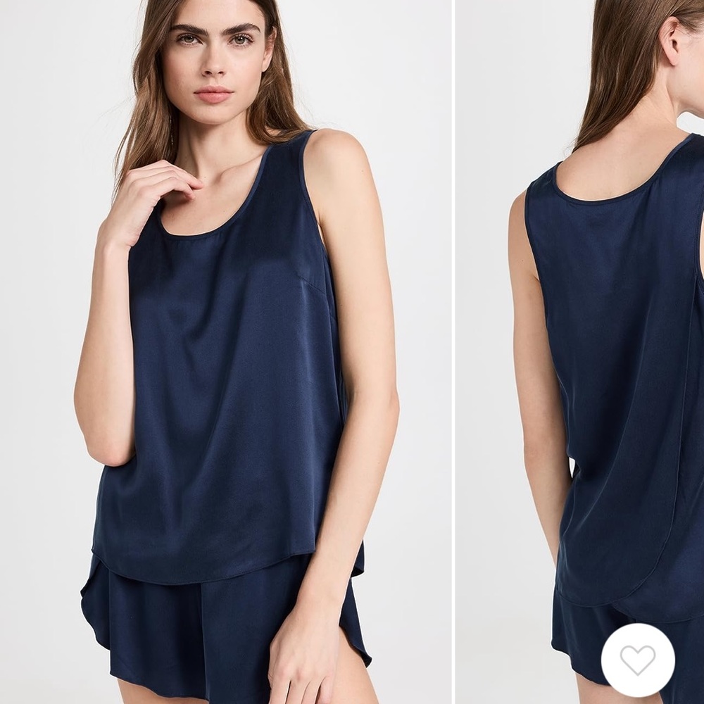NWOT lunya navy tank top and shorts set! Washable silk